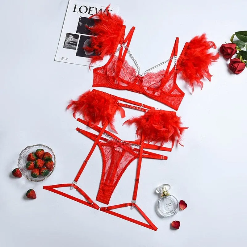 Feathered Temptation Lingerie Set