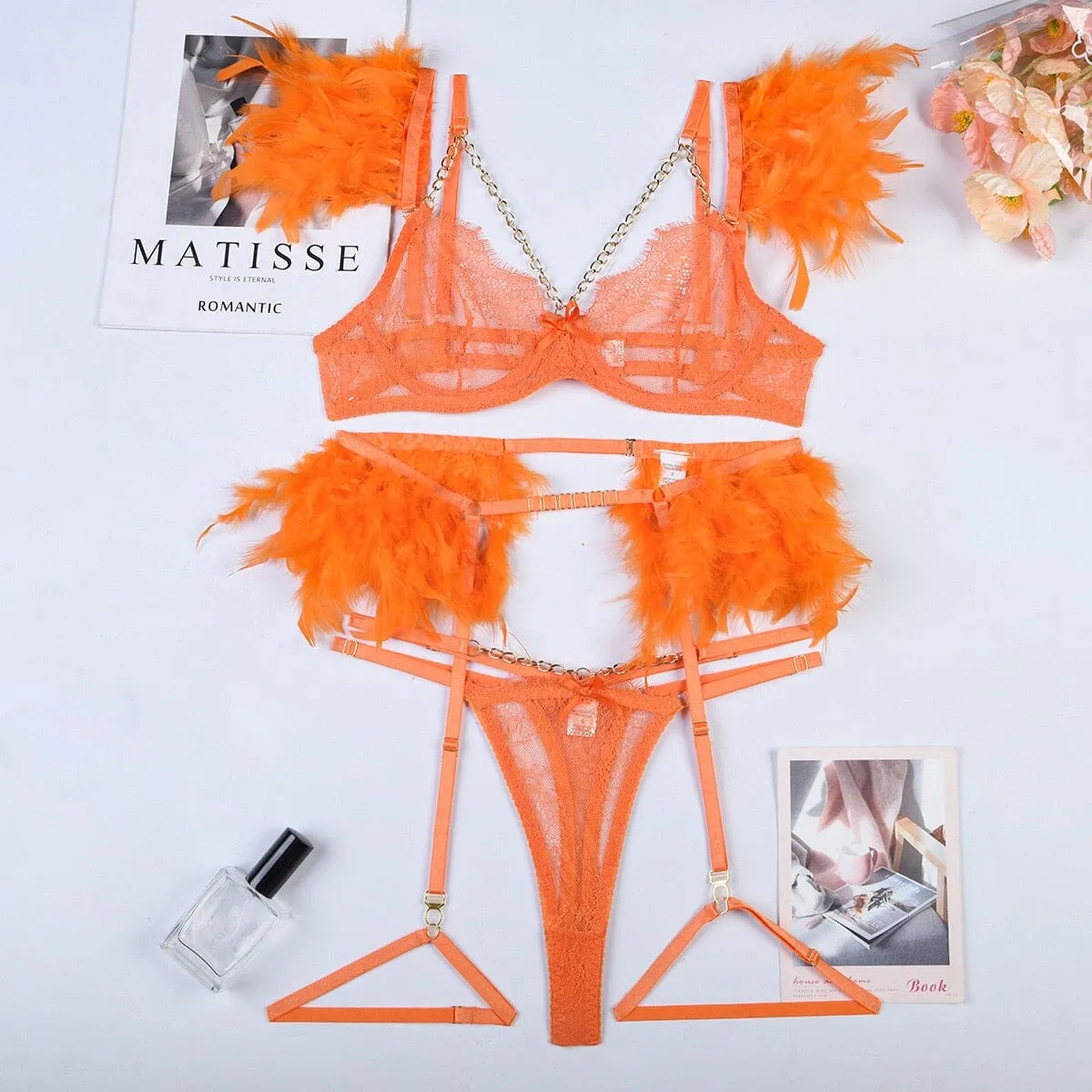 Feathered Temptation Lingerie Set