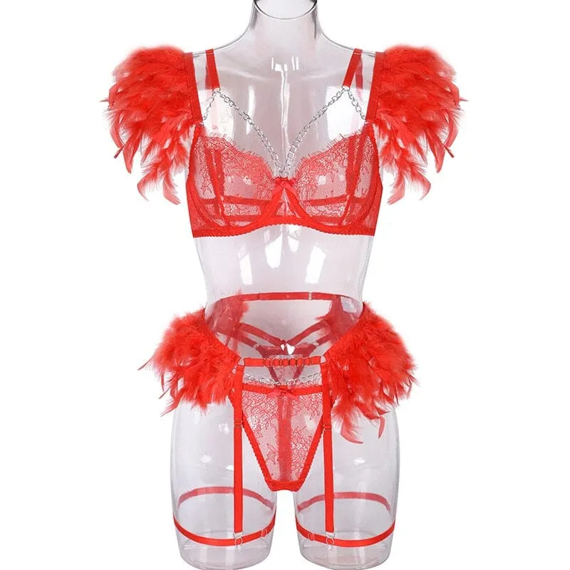 Feathered Temptation Lingerie Set