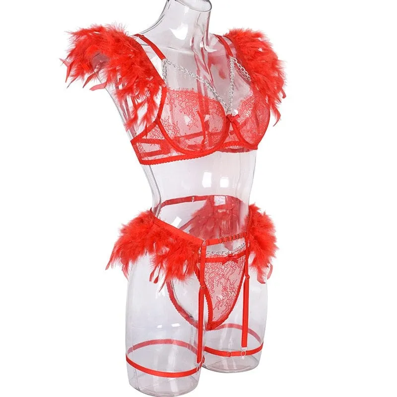 Feathered Temptation Lingerie Set