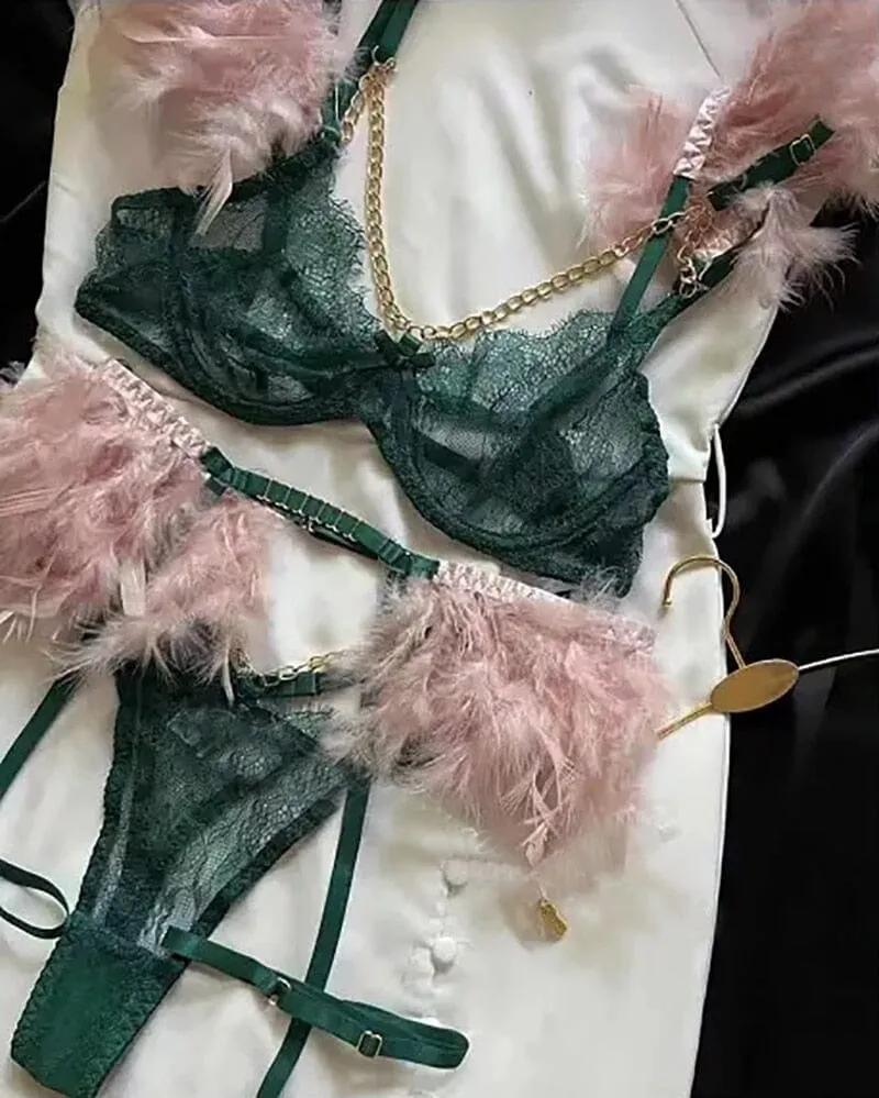 Feathered Temptation Lingerie Set