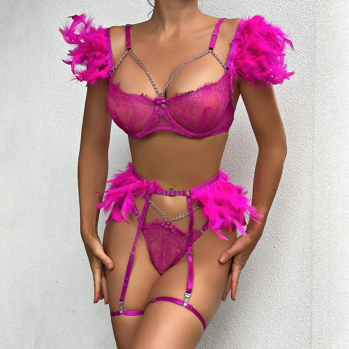 Feathered Temptation Lingerie Set