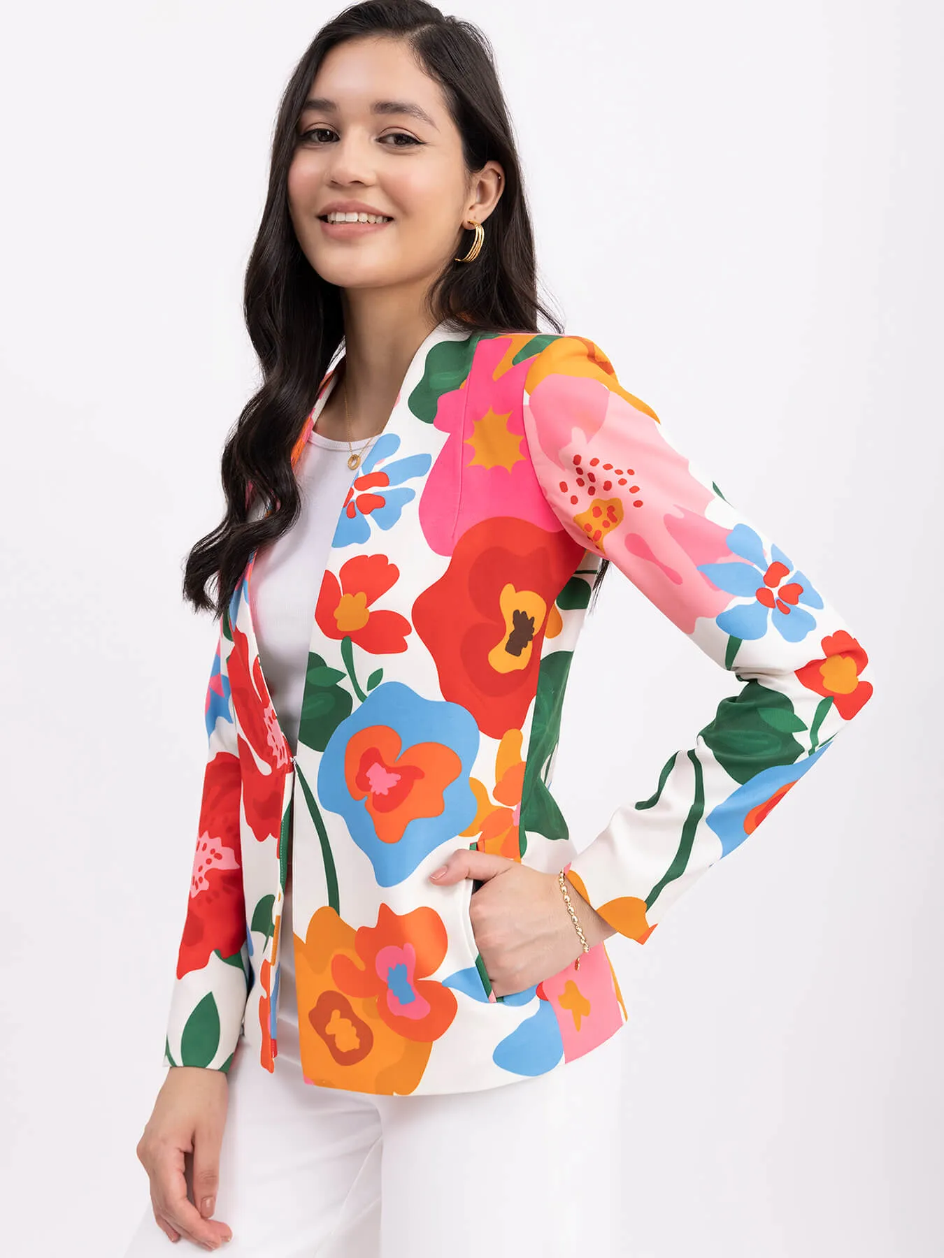 Floral Print Blazer - Multicolour