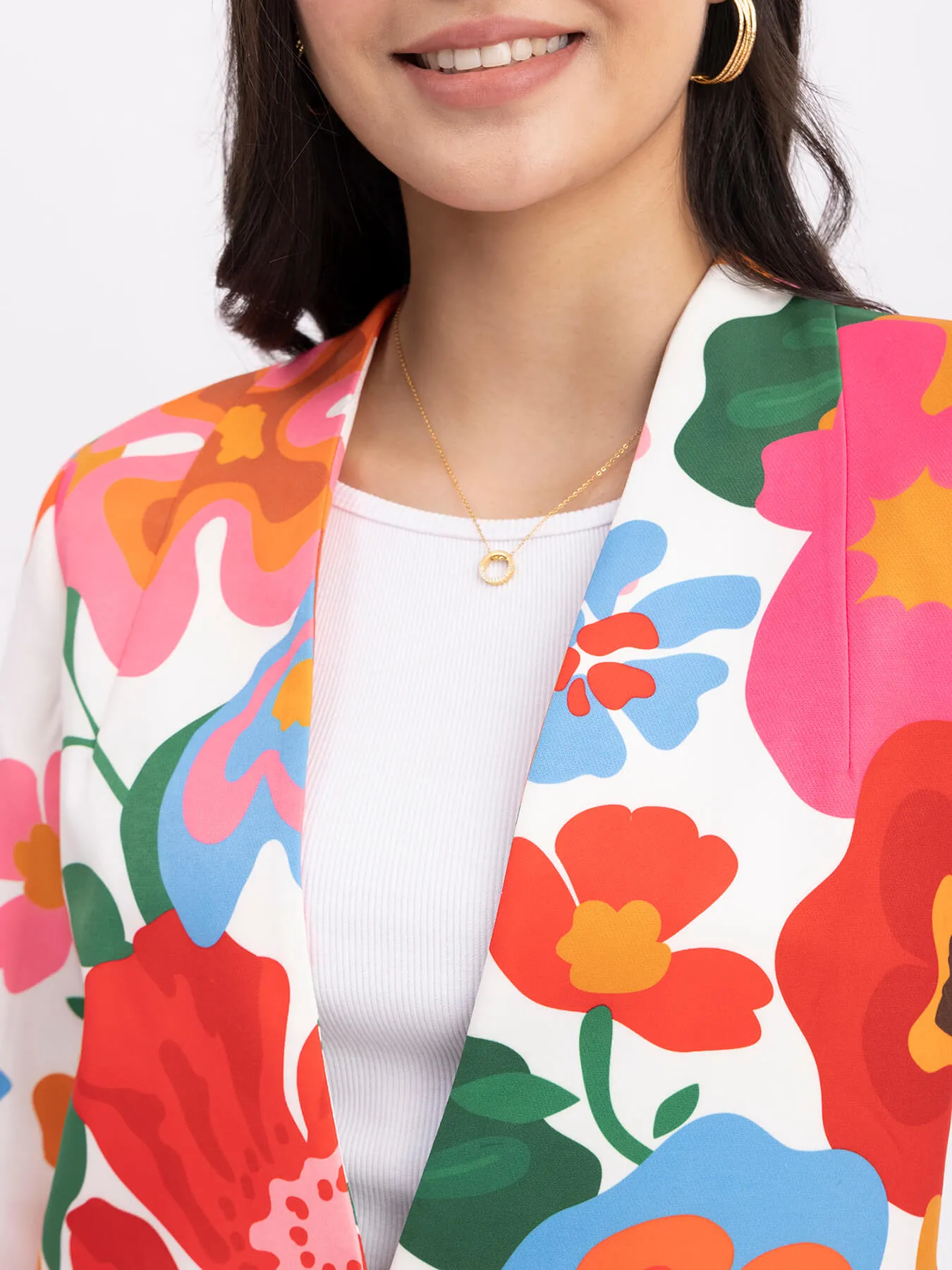 Floral Print Blazer - Multicolour