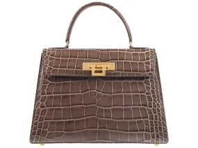 Fonteyn Large Orinoco 'Croc' Print Calf Leather Handbag - Taupe