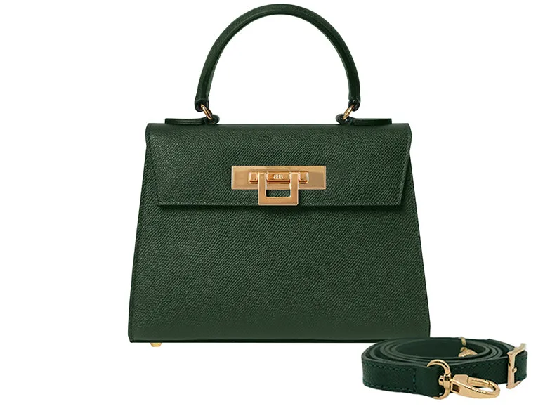 Fonteyn Midi Dolomite Pebble Print Calf Leather Handbag - Dark Green