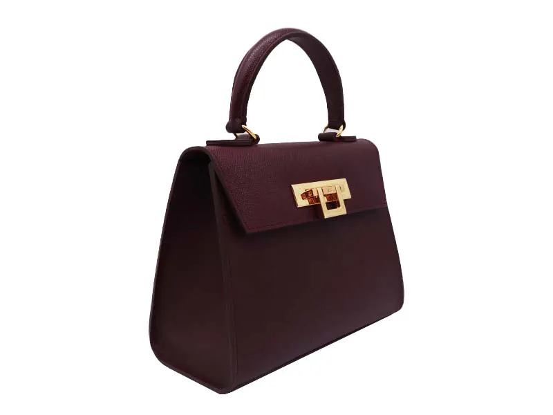 Fonteyn Midi Dolomite Pebble Print Calf Leather Handbag - Wine