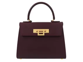 Fonteyn Midi Dolomite Pebble Print Calf Leather Handbag - Wine