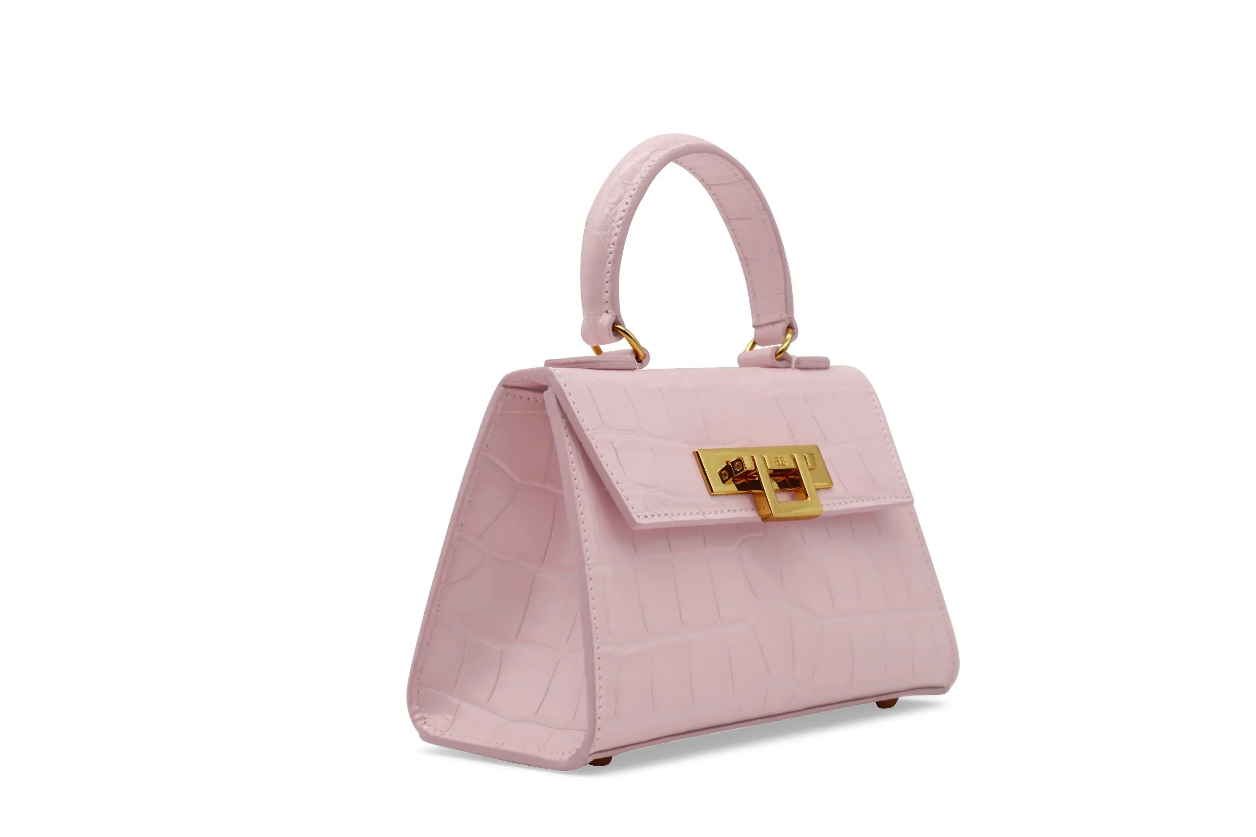 Fonteyn Mignon Orinoco 'Croc' Print Calf Leather Handbag - Rose