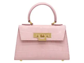 Fonteyn Mignon Orinoco 'Croc' Print Calf Leather Handbag - Rose