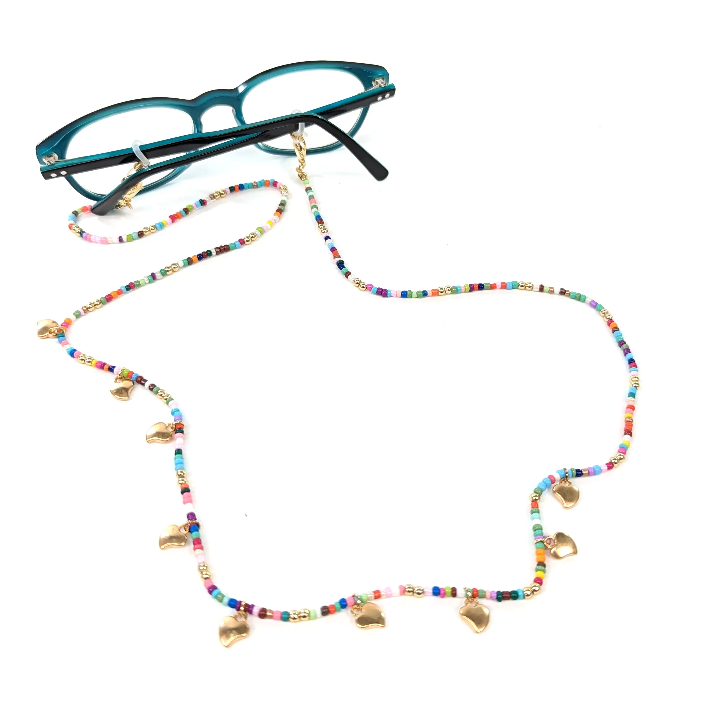 Hearts Neck Chain for Glasses - Pastel Colours