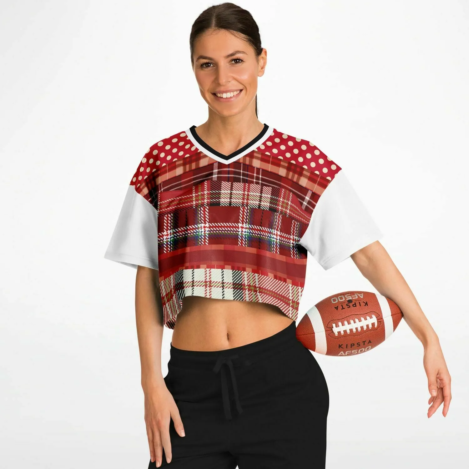 Jersey Salsa Plaid Patchwork Crop Jersey