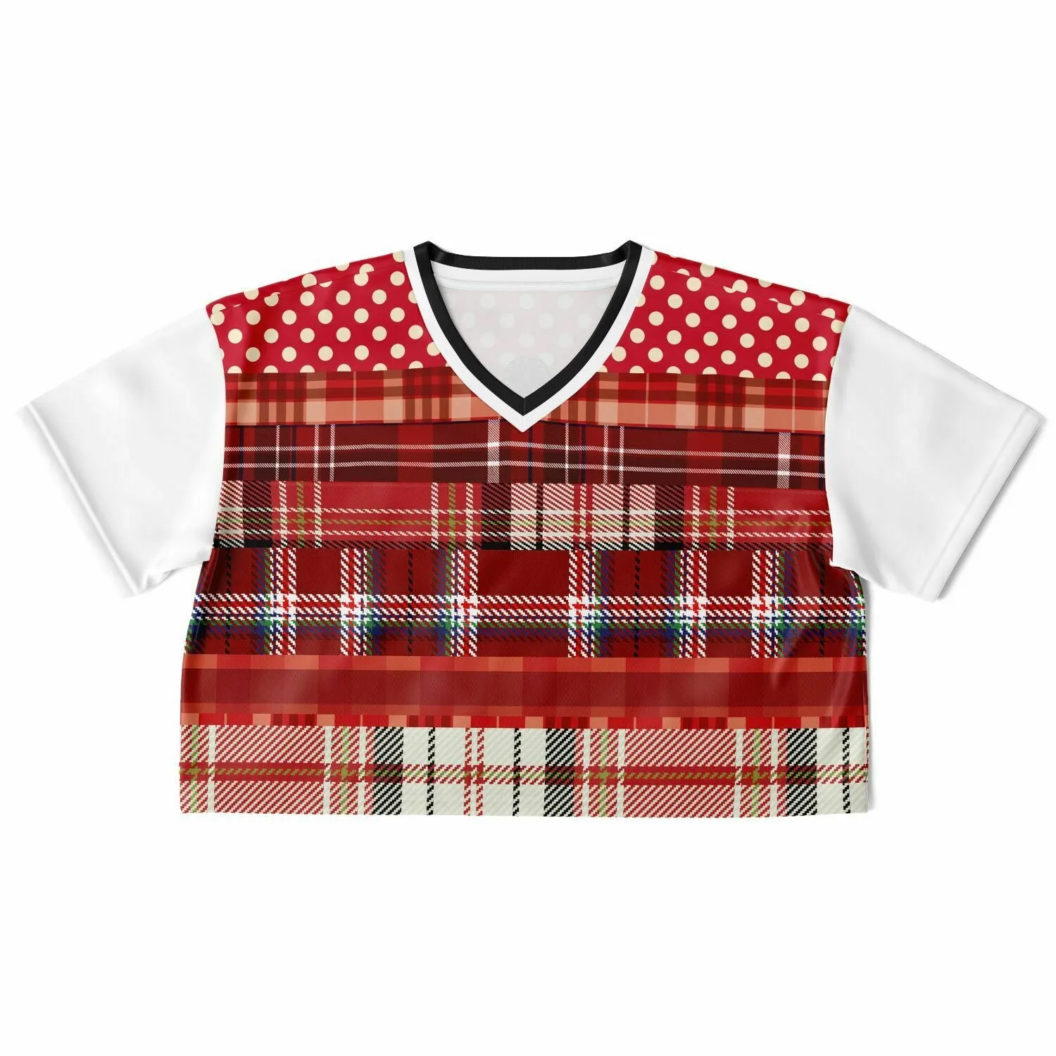 Jersey Salsa Plaid Patchwork Crop Jersey