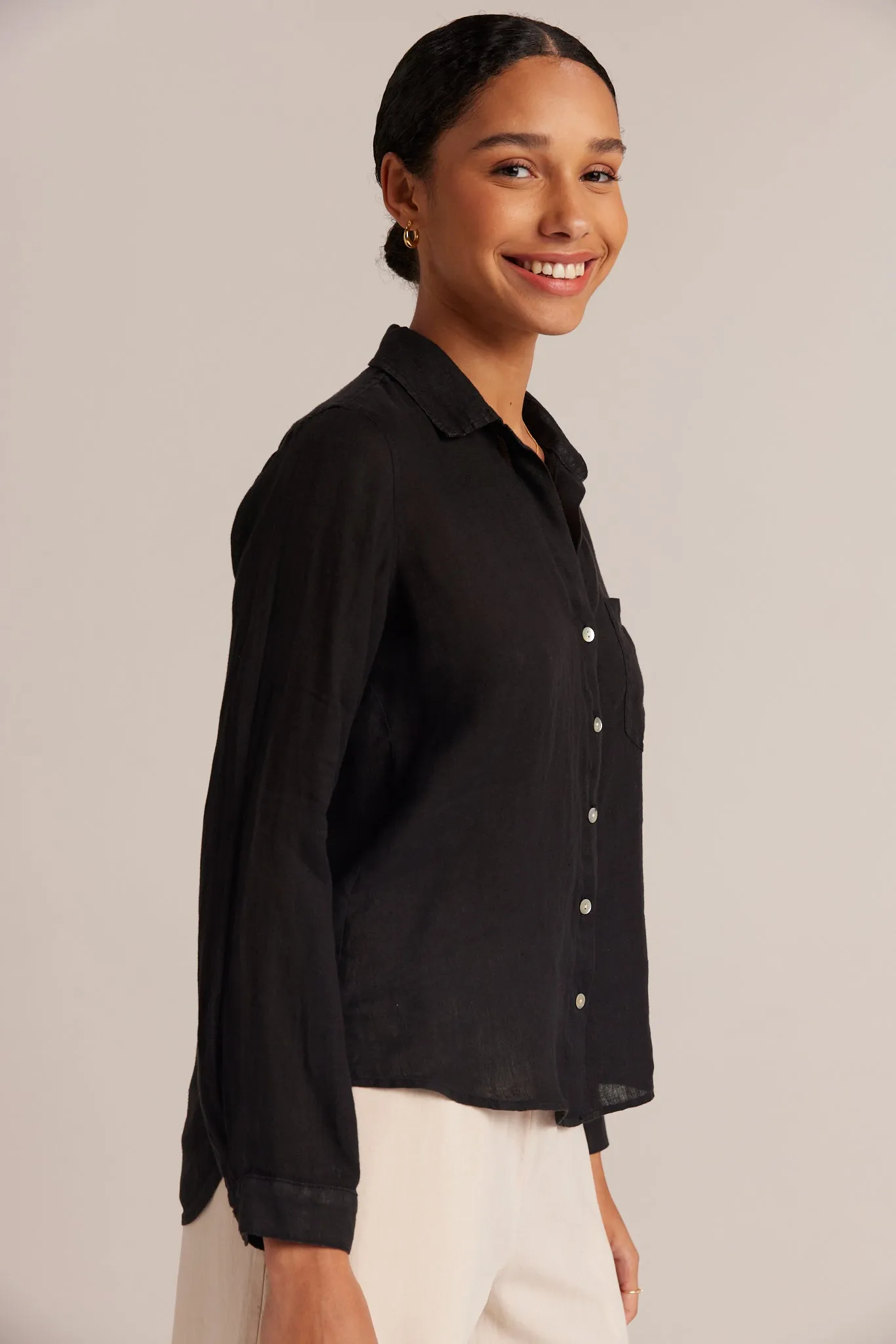 Linen Pocket Button Down - Vintage Black