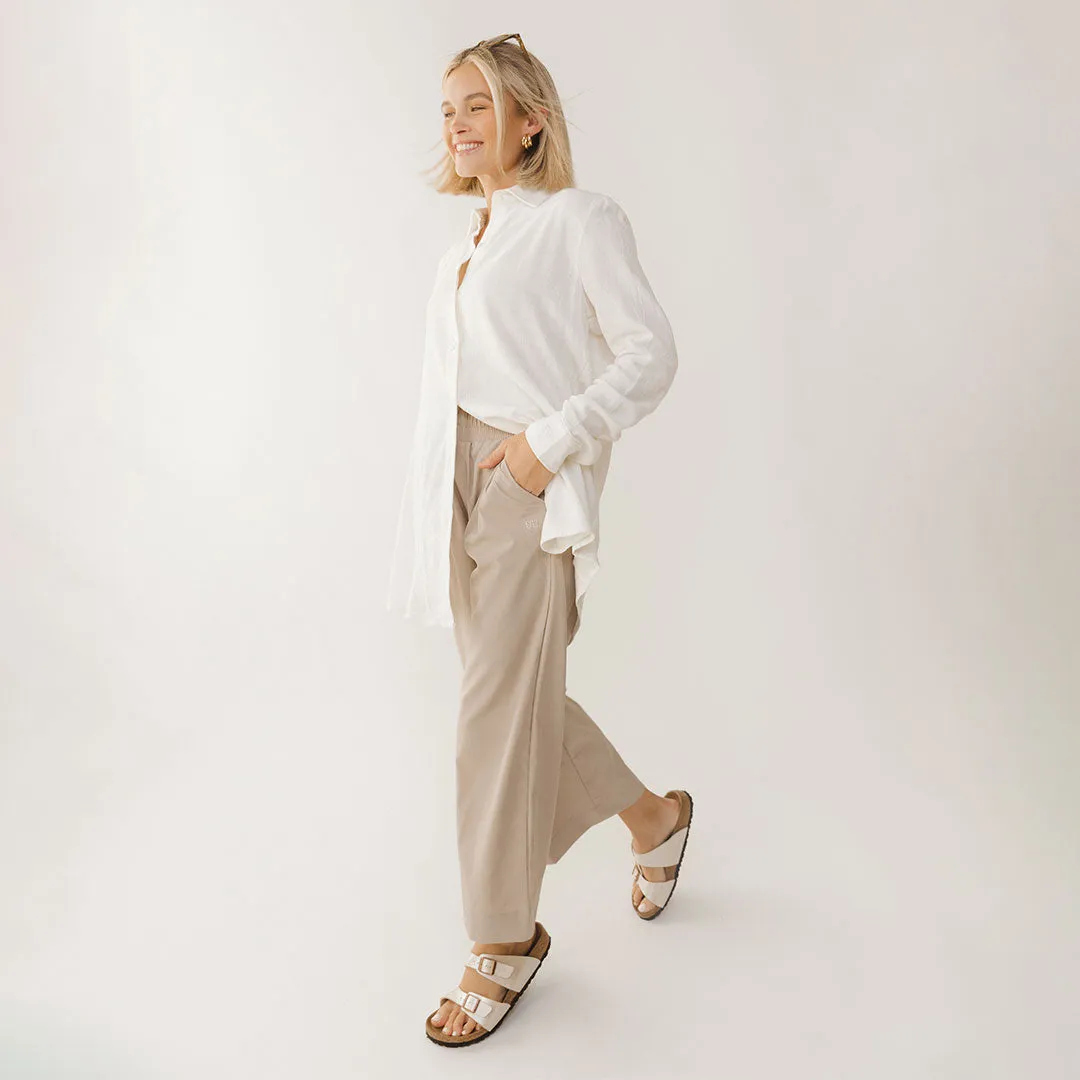 Long Tunic Button Down, White