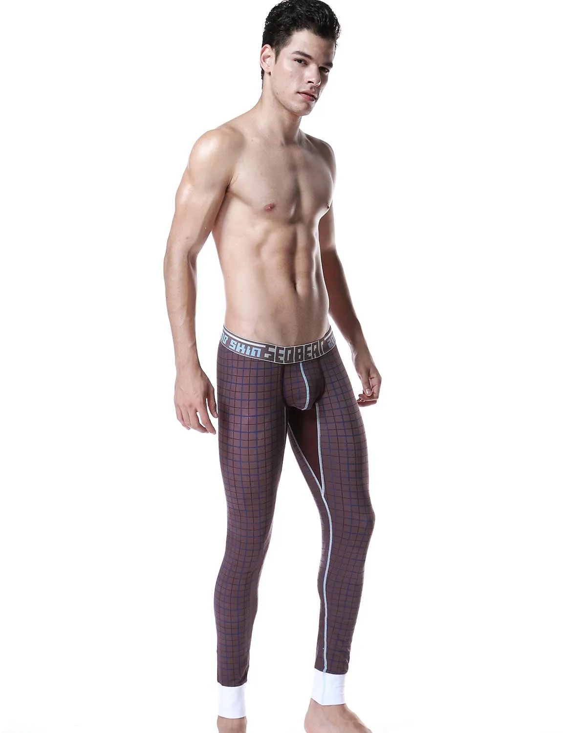 Low Rise Long Underwear Plaid Long John 40404