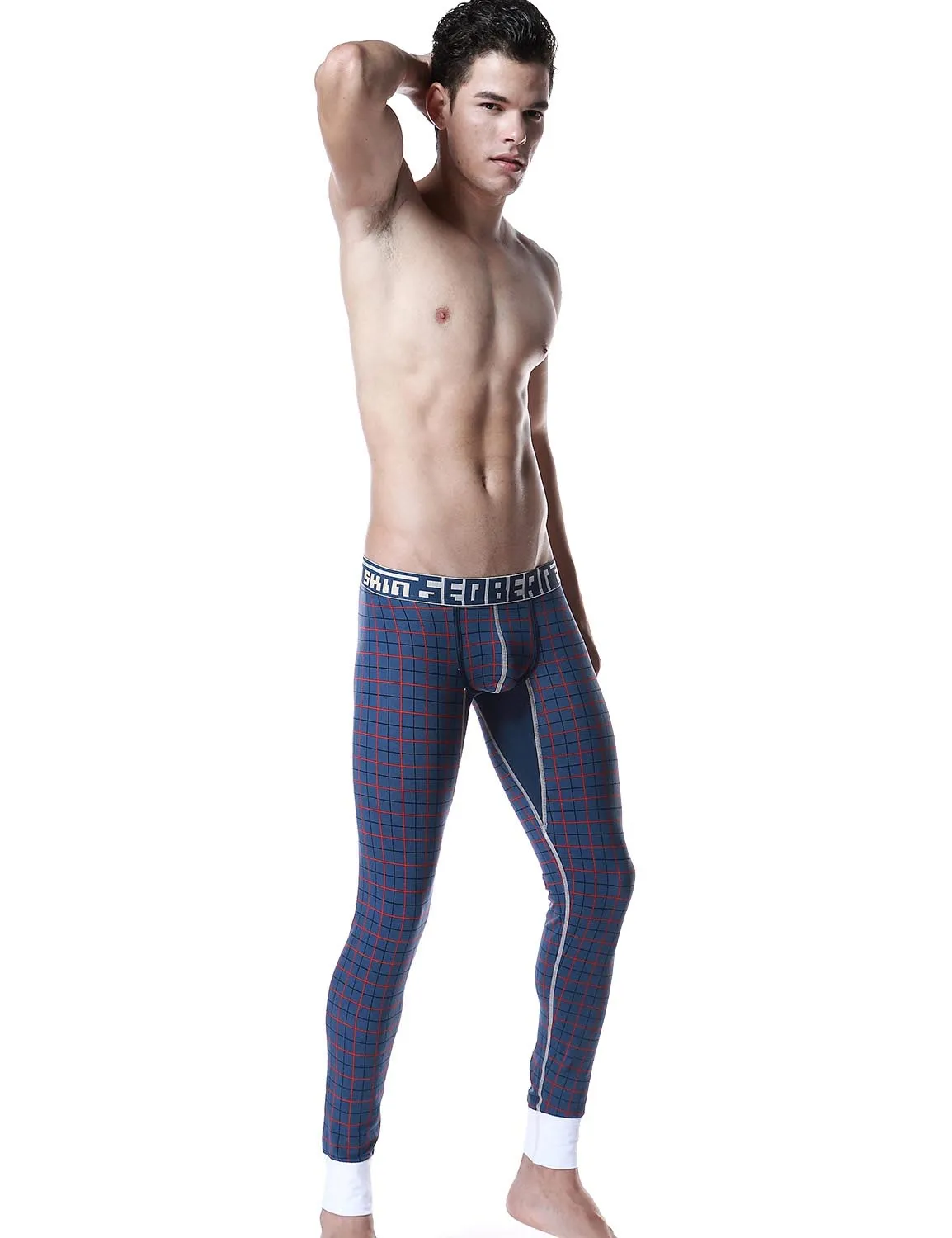 Low Rise Long Underwear Plaid Long John 40404