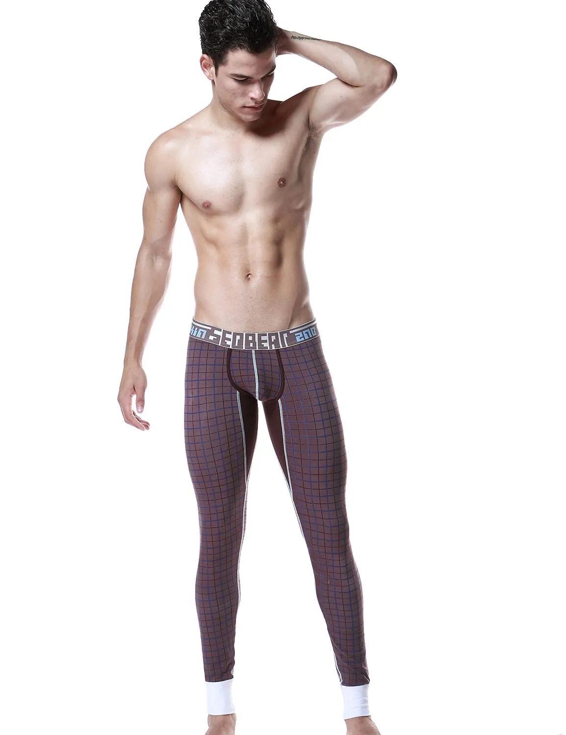 Low Rise Long Underwear Plaid Long John 40404