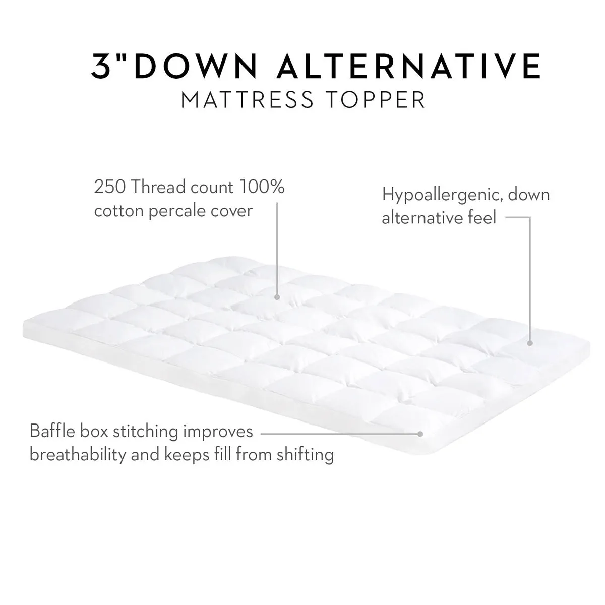 Malouf 3" Down Alternative Mattress Topper