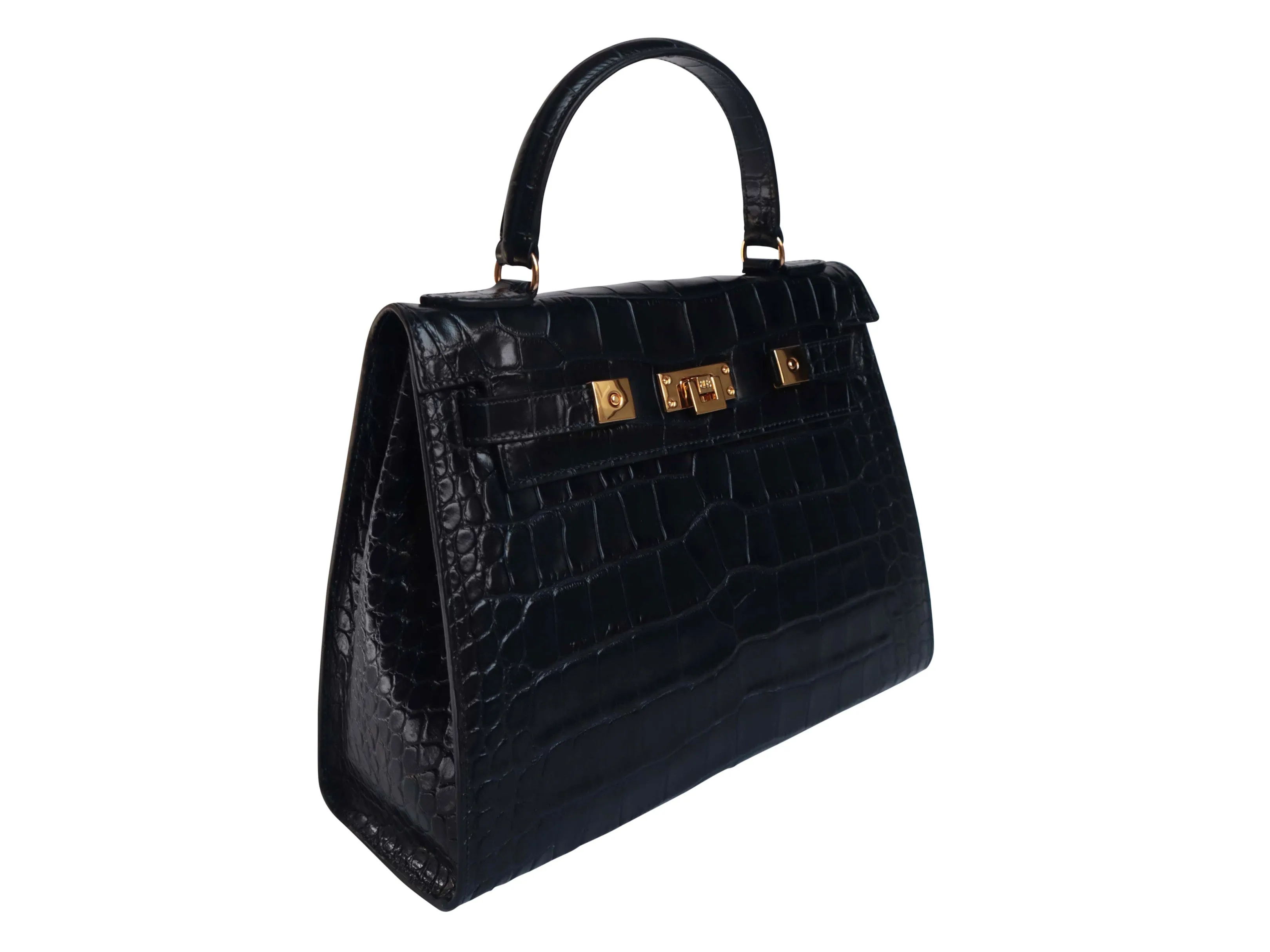 Maya Large Orinoco 'Croc' Print Calf Leather Handbag - Black