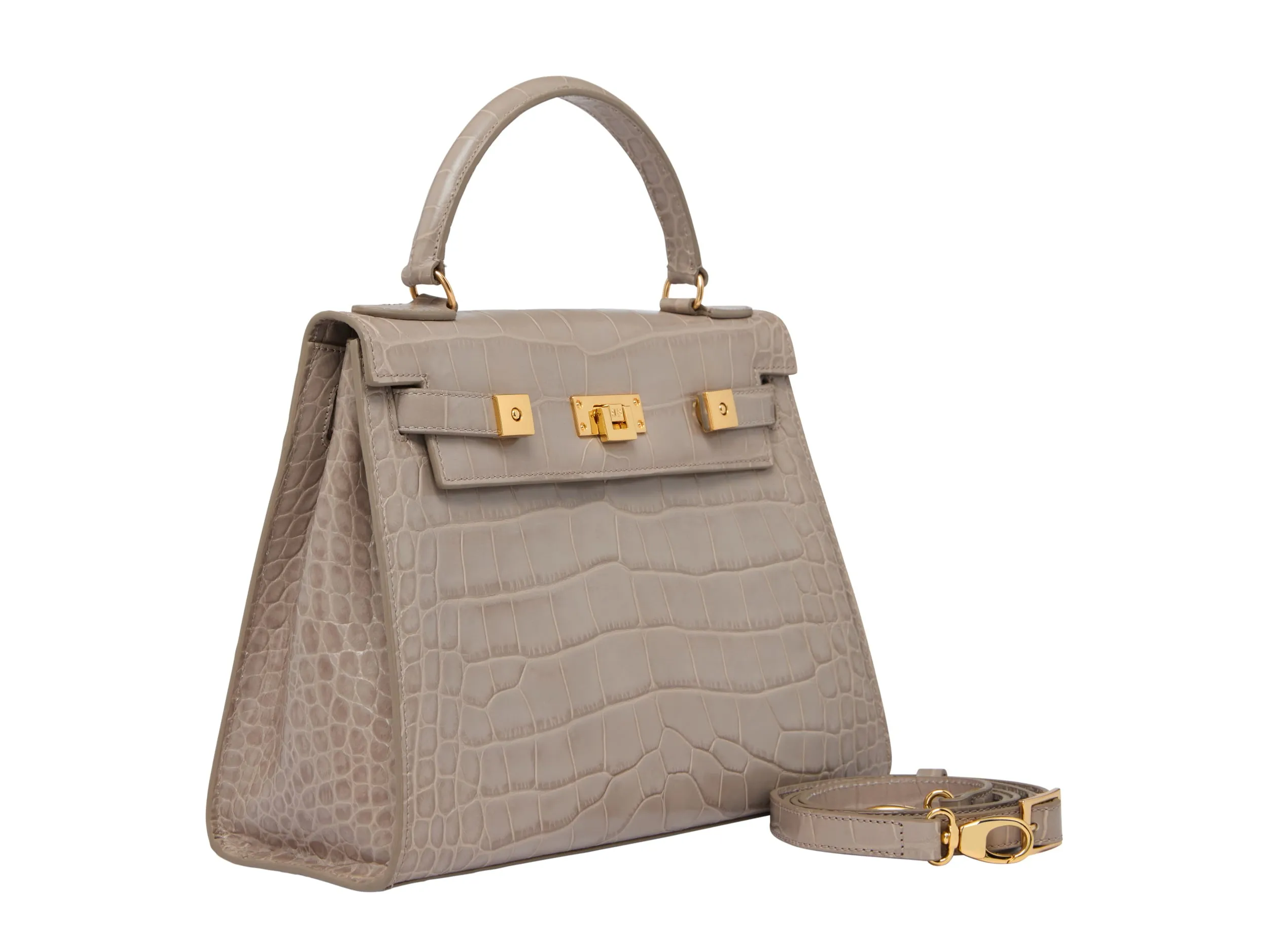 Maya Large Orinoco 'Croc' Print Calf Leather Handbag - Stone