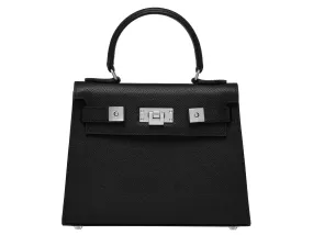 Maya Midi Dolomite Pebble Print Calf Leather Handbag - Black/Silver