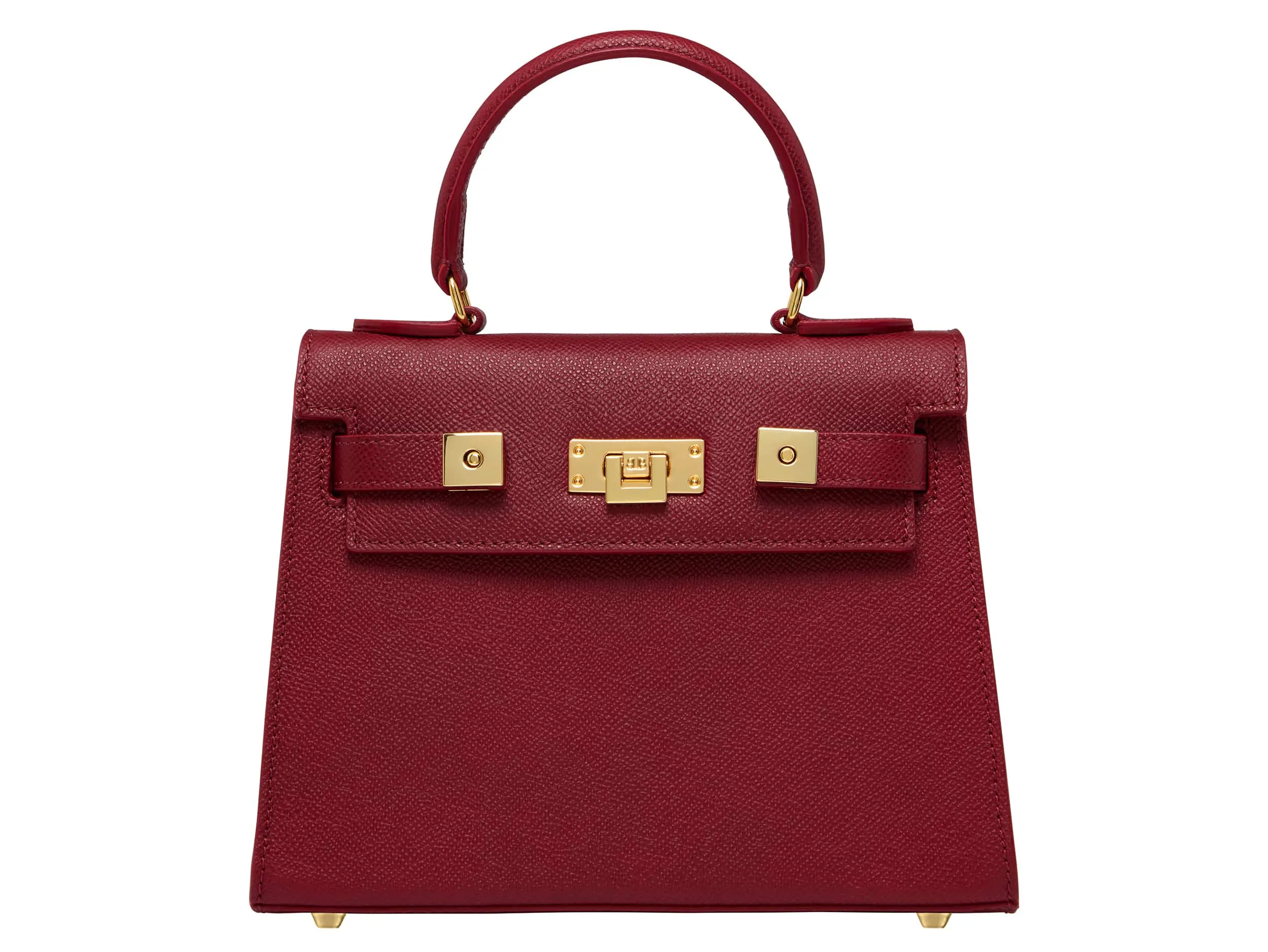 Maya Midi Dolomite Pebble Print Calf Leather Handbag - Red