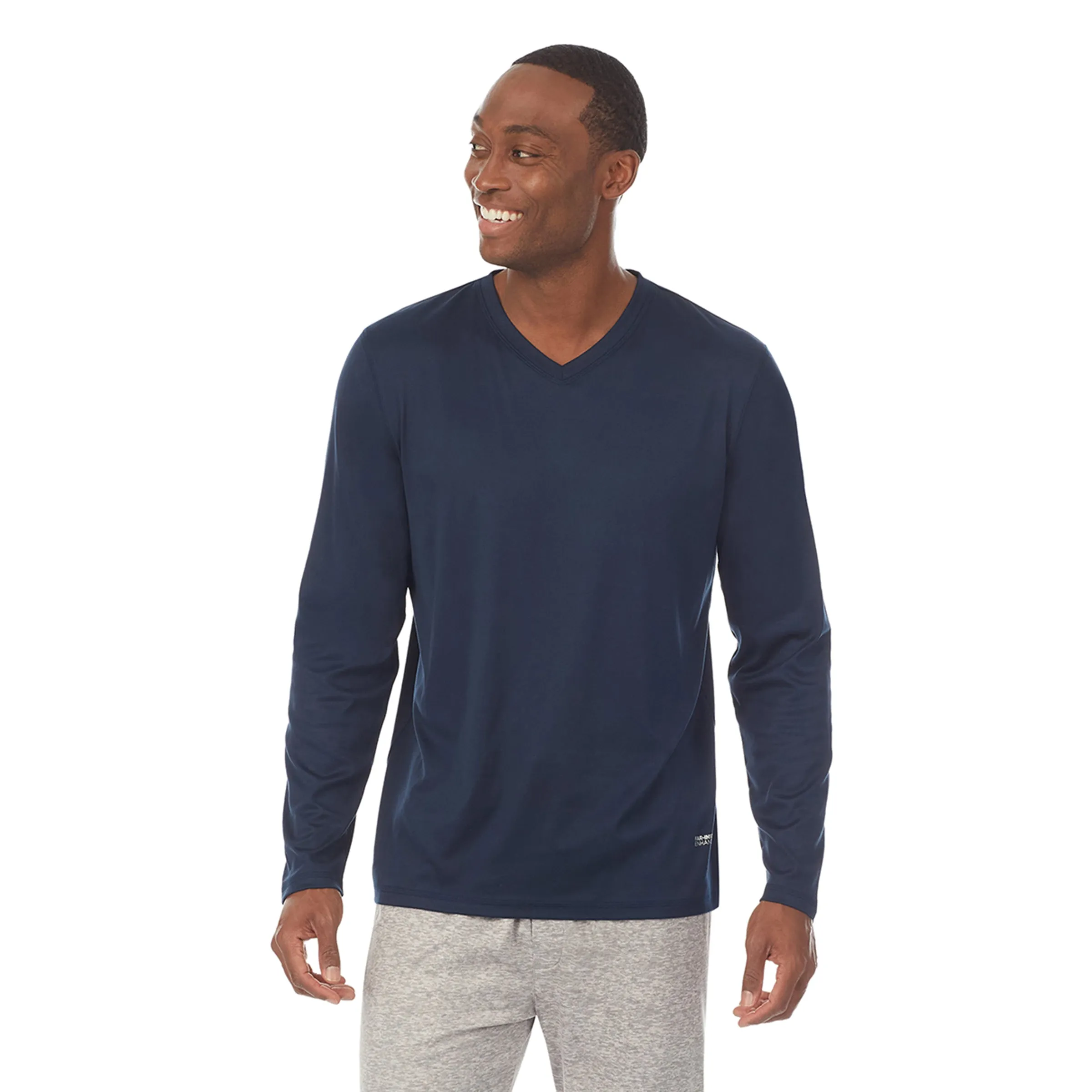 Mens Far-Infrared Enhance Sleep Long Sleeve V-Neck Top