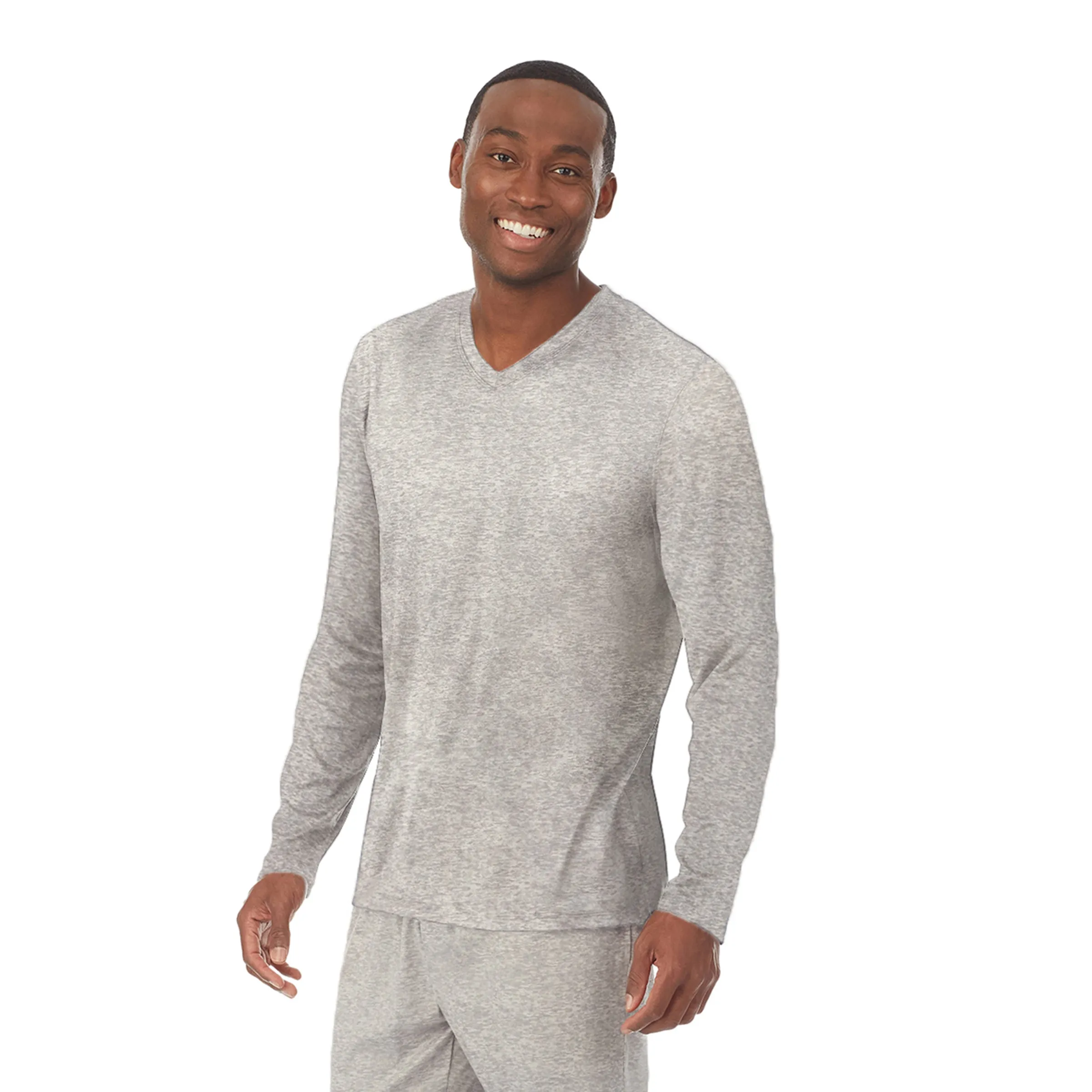 Mens Far-Infrared Enhance Sleep Long Sleeve V-Neck Top