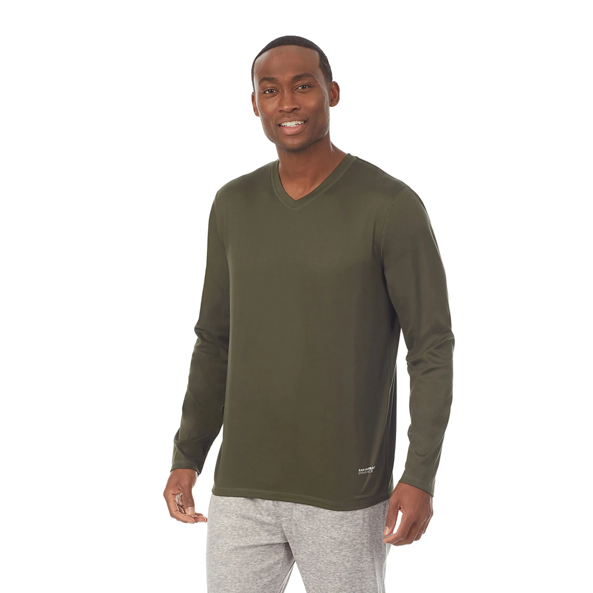 Mens Far-Infrared Enhance Sleep Long Sleeve V-Neck Top