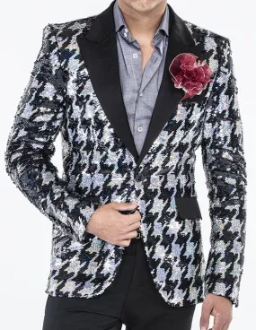 mens sequin blazer, hounds silver/black