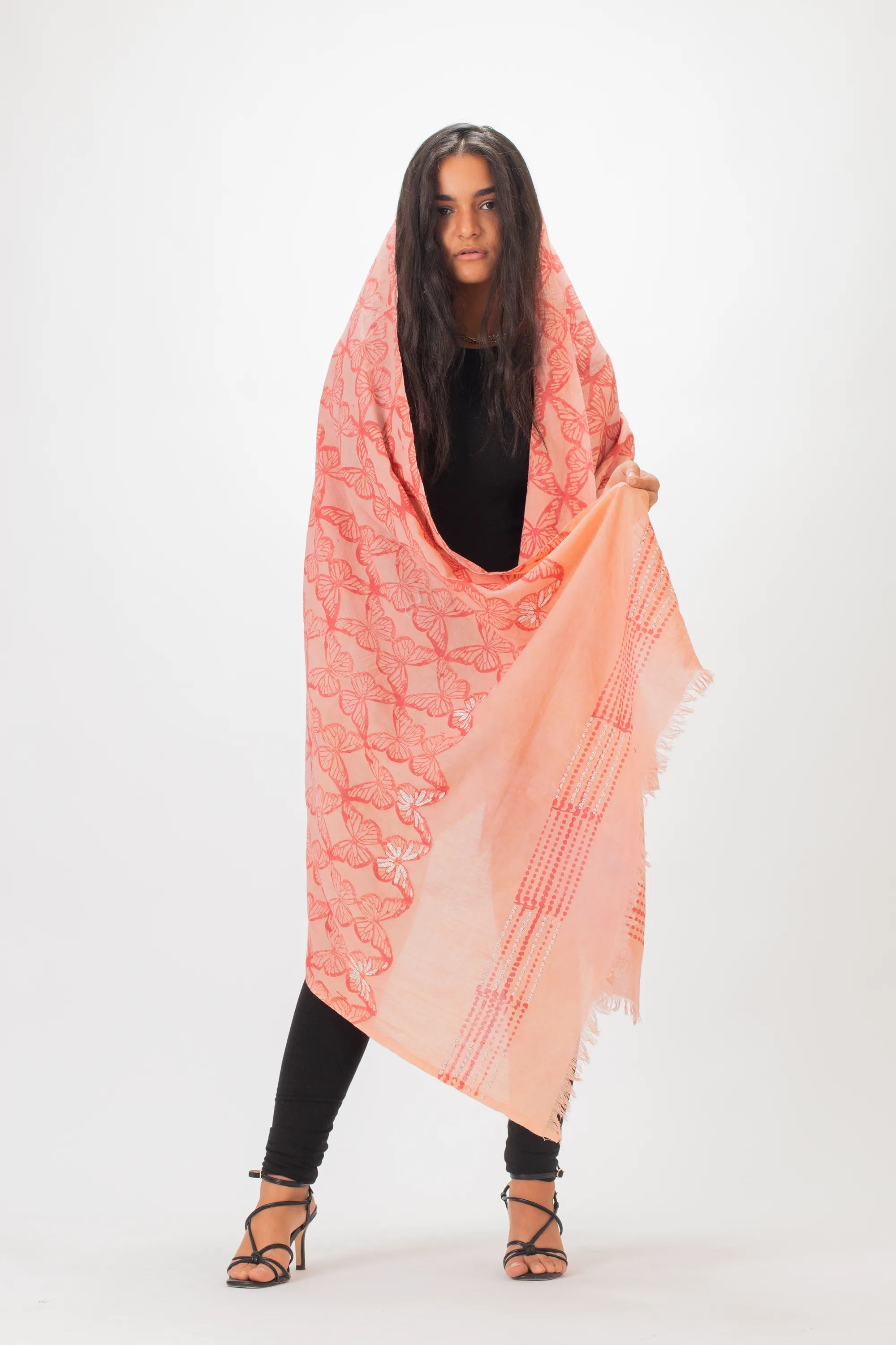 Peach Cotton Shawl