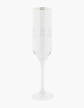 Set of 6 Little Flower Engraved Champagne Glasses