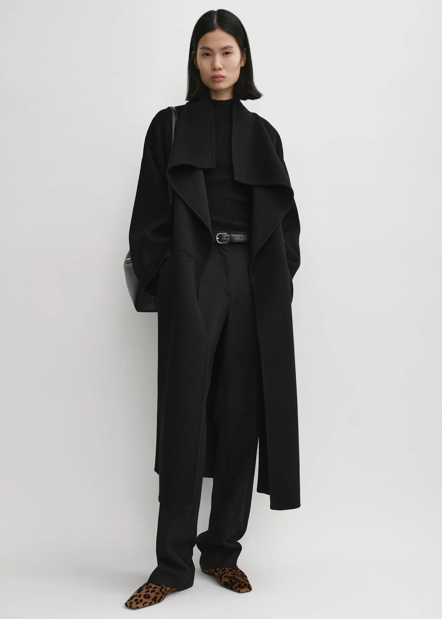 Signature wool cashmere coat black