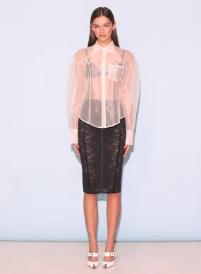 Silk Organza Button Down