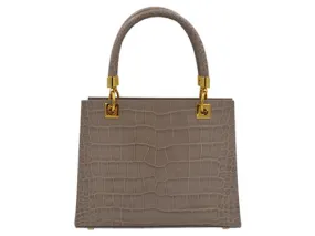 Sylphide Orinoco 'Croc' Print Calf Leather Handbag - Stone