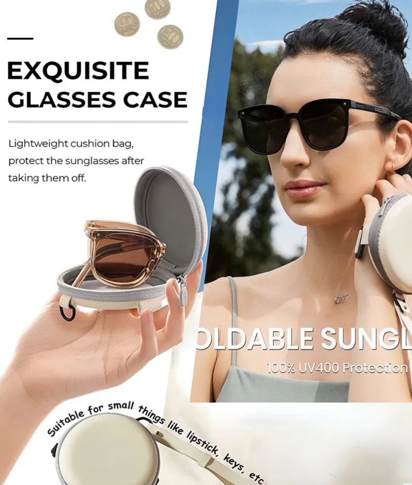 Trendy Foldable Polarized UV Blue Light Protect Sunglasses Women Portable Folding Sun Glasses Day-View Sunscreen Protective Fexible TR90 Frame