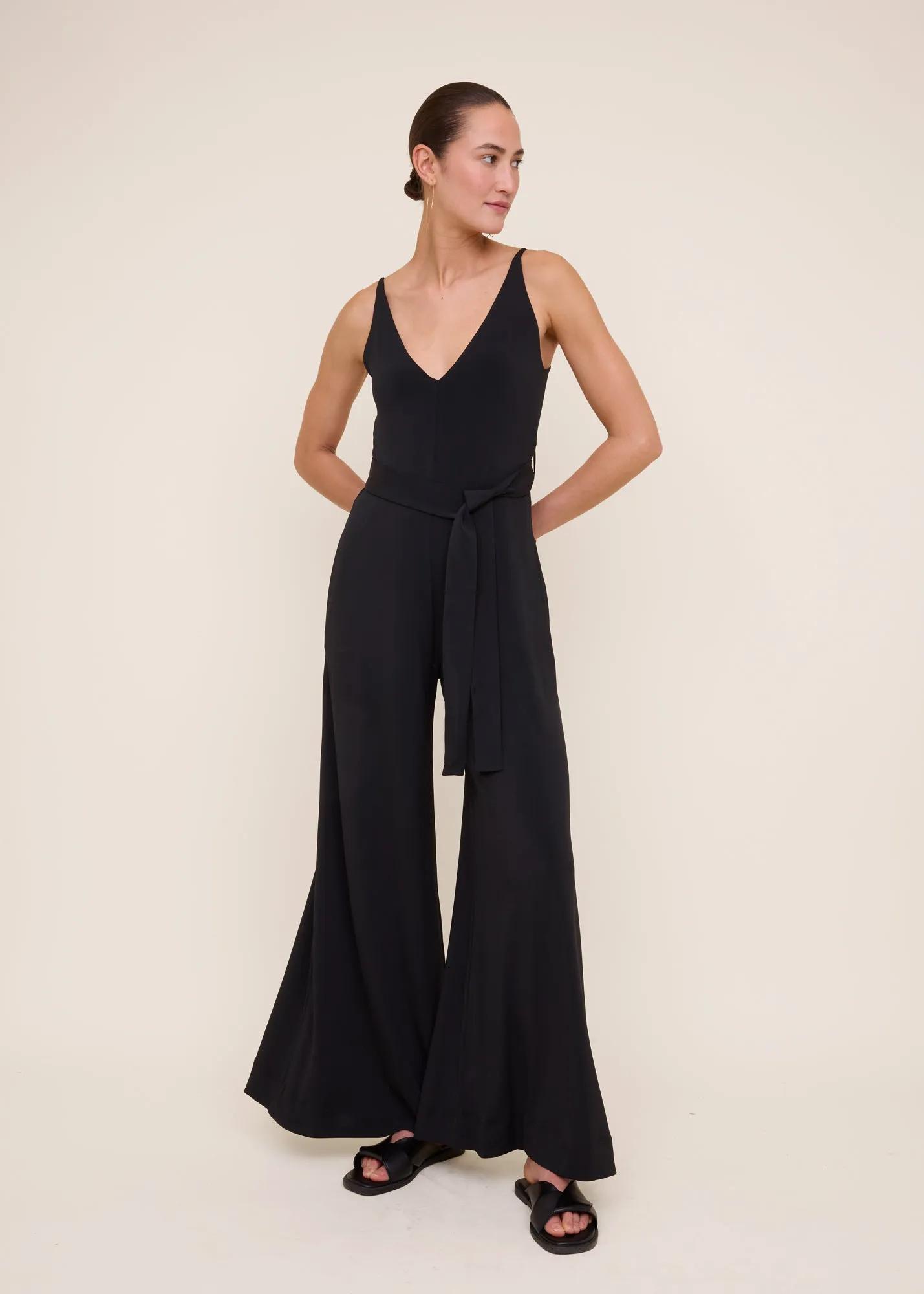 V-shape jersey jumpsuit